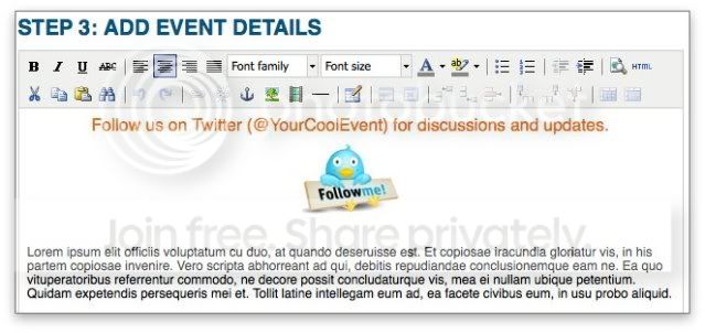 Include a link to Twitter in Event Details